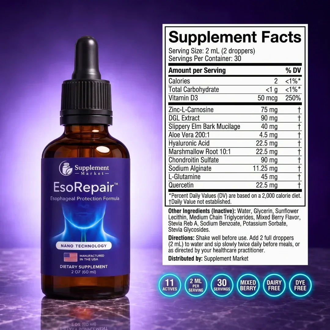 Liquid Dietary Supplement Throat & Stomach Lining Support