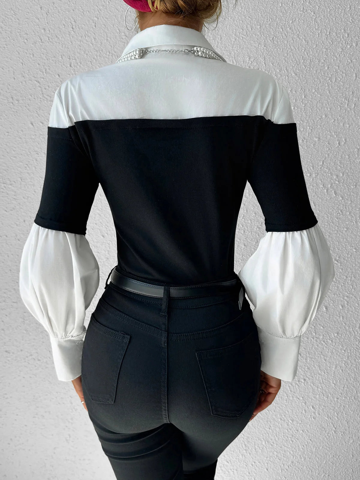Long Sleeve Polo Shirt Cotton-Polyester Blend Contrast Binding