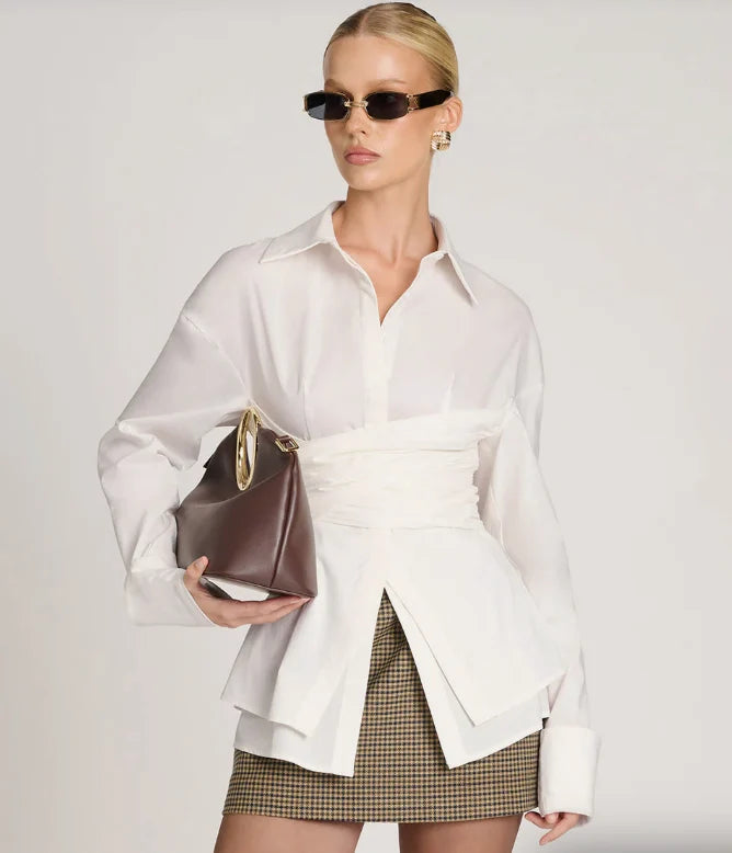 Long Sleeve Shirt Draped Waist Lightweight & Breathable