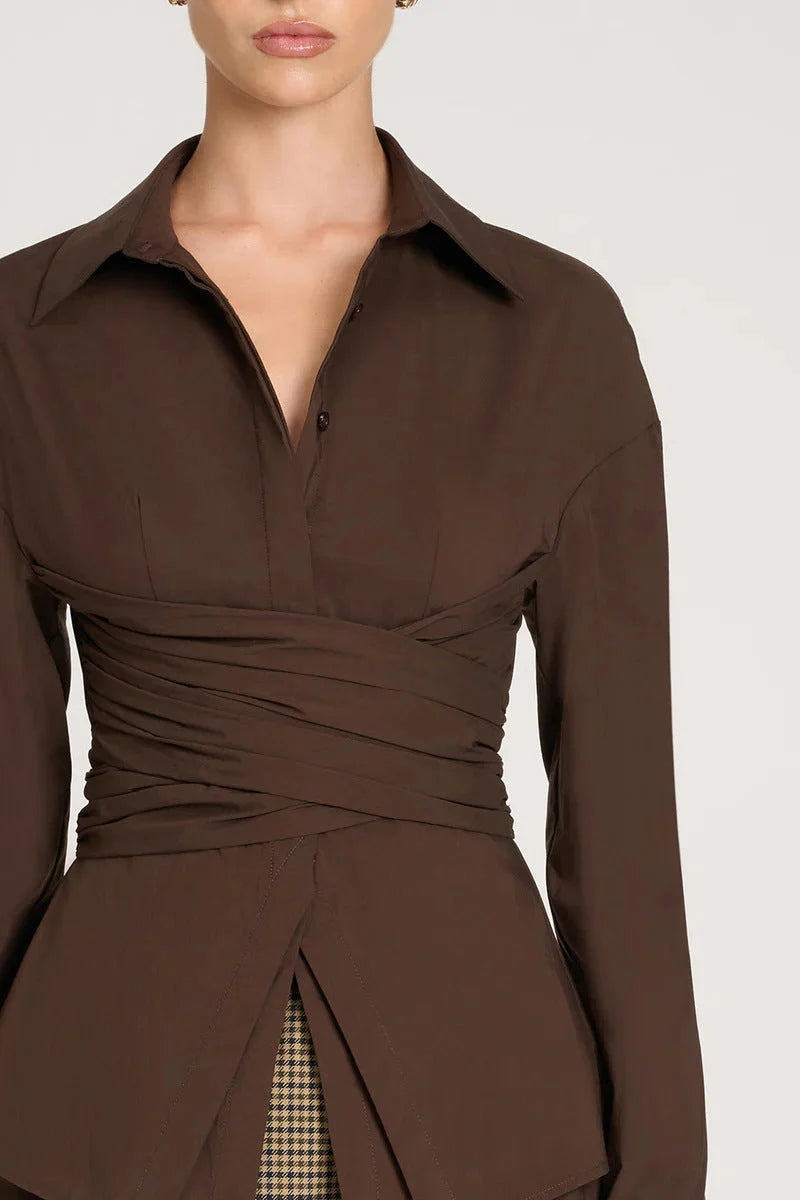 Long Sleeve Shirt Draped Waist Lightweight & Breathable
