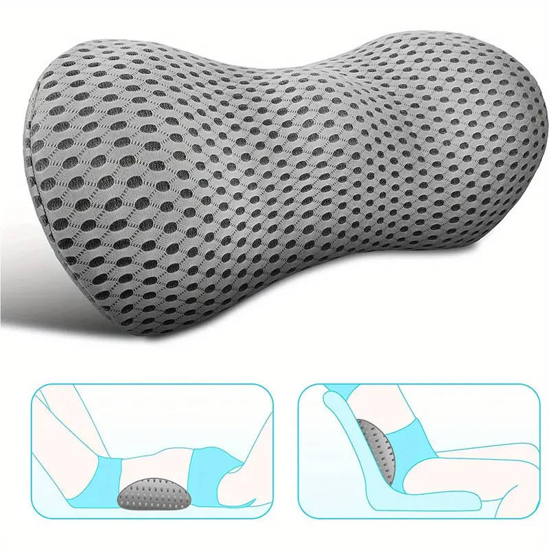 Lumbar Support Pillow Arc Memory Foam Washable Mesh Cover