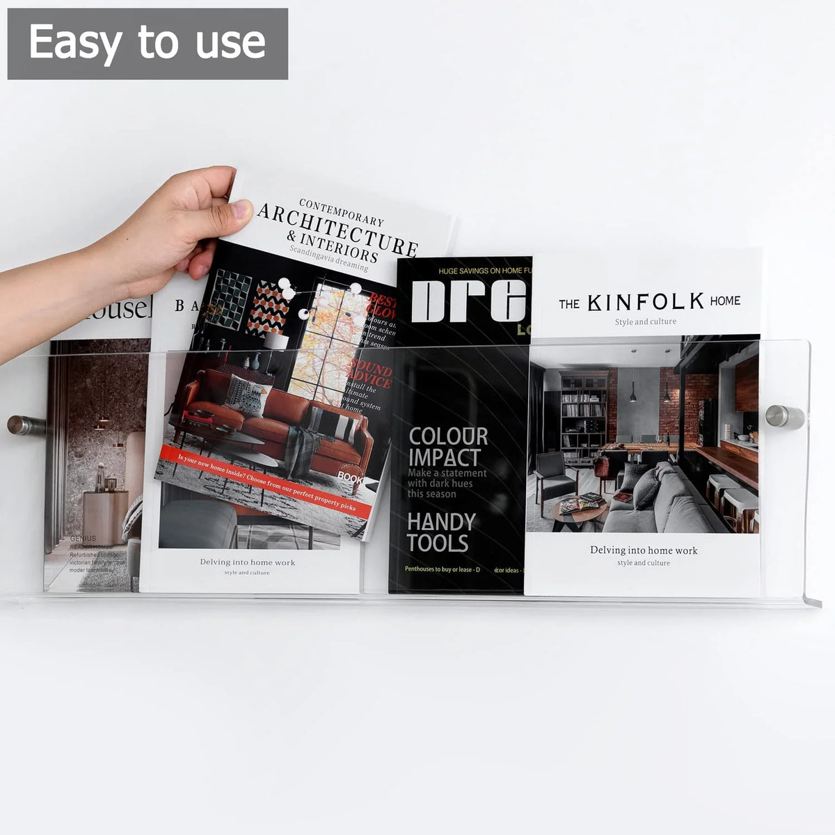 Magazine Holder Wall-Mounted Acrylic Space-Saving