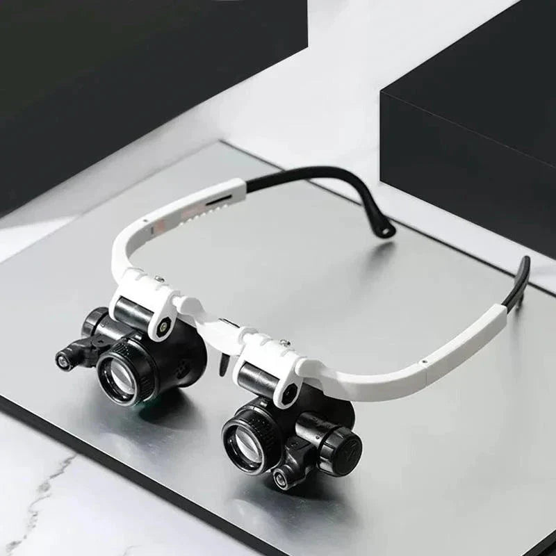 Magnifier Headset Interchangeable Lenses 8x 15x 23x Dual LEDs