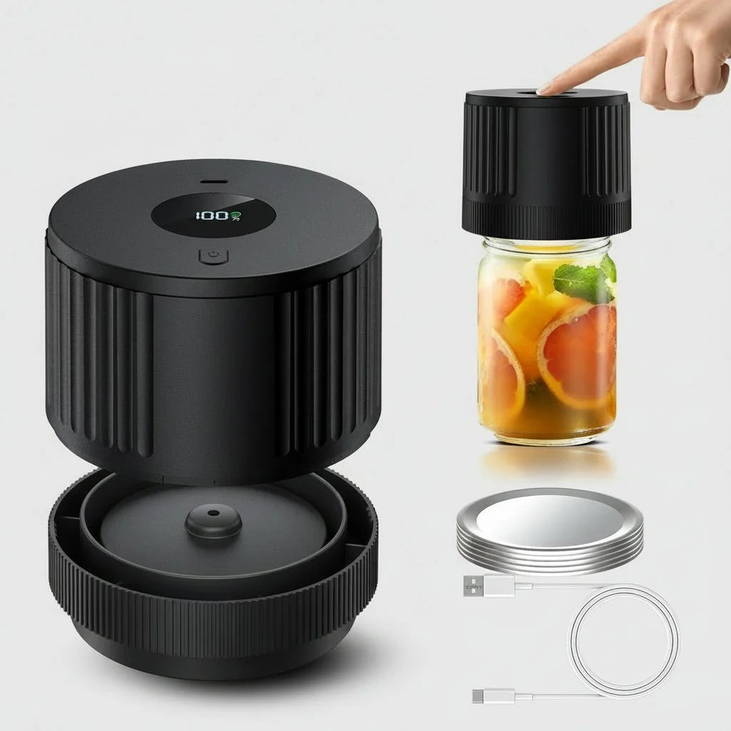 Mason Jar Vacuum Sealer Cordless Rechargeable Standard & Wide Mouth Compatible