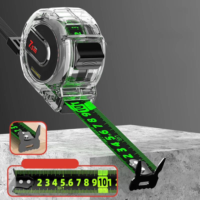 Measuring Tape Luminous Tape & Laser-Engraved Self-Adjusting Hook