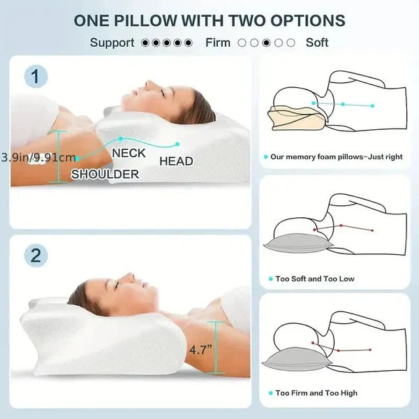 Memory Foam Pillow Ergonomic Butterfly Cervical Support