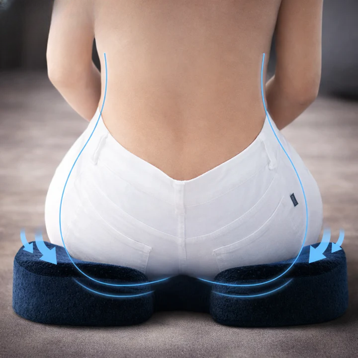 Memory Foam Seat Cushion Ergonomic Tailbone Cutout Non-Slip Bottom