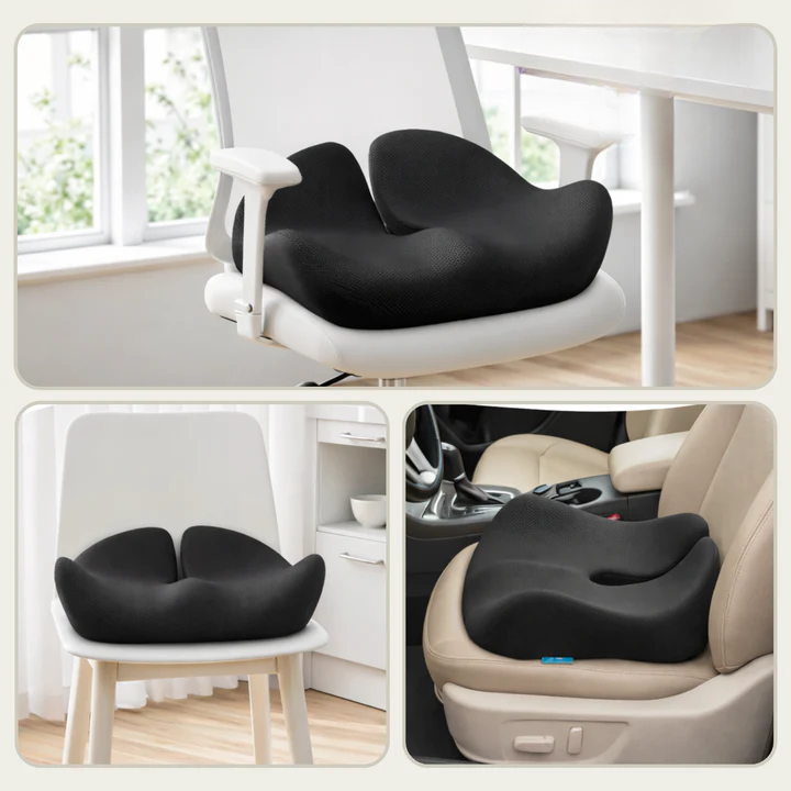 Memory Foam Seat Cushion Ergonomic Tailbone Cutout Non-Slip Bottom