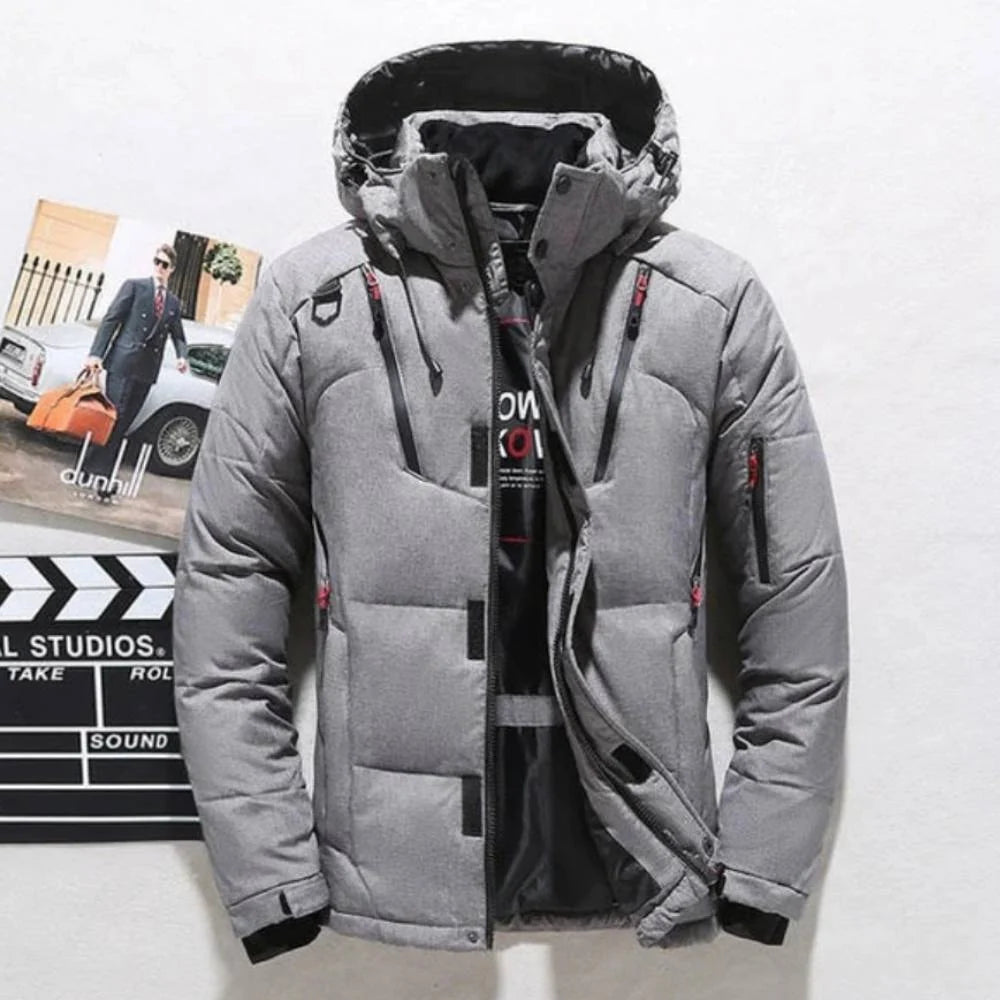 Men's Down Jacket Lightweight Duck Down Removable Hood