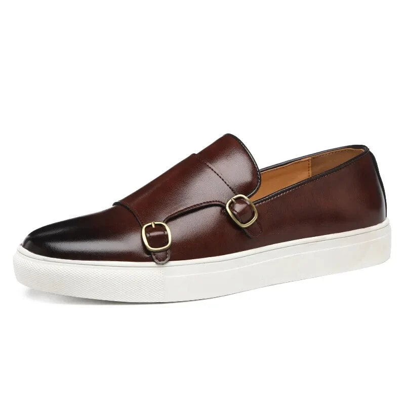Men’s Loafers Double Monk Strap Cushioned Sole Lightweight Comfort