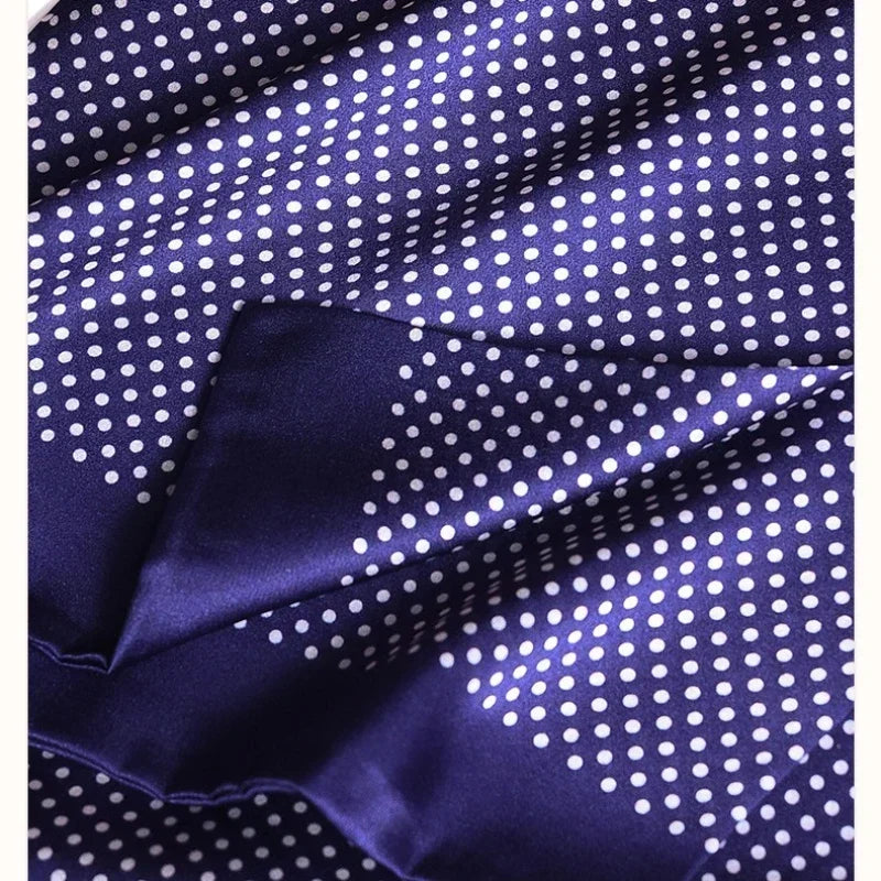 Men’s Scarf 100% Mulberry Silk Double-Layered Polka Dot Pattern