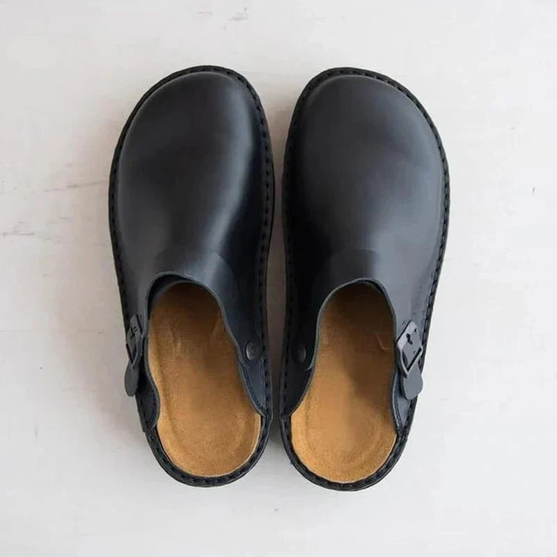 Men's Slippers Orthotic Removable Insoles Genuine Leather