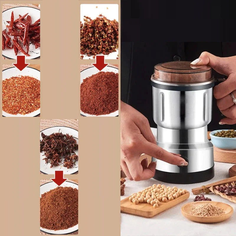 Mini Electric Food Grinder Stainless Steel Blades One-Button Operation