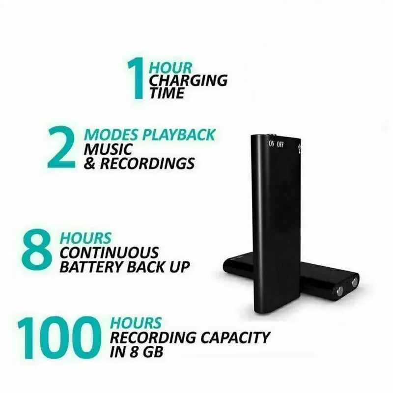 Mini Voice Recorder Voice-Activated Magnetic 13-Hour Battery