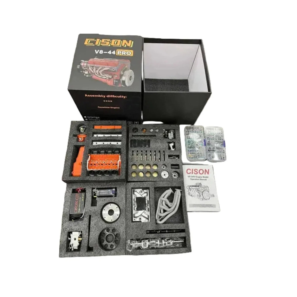 Miniature V8 Engine Kit Gasoline-Powered CNC-Machined Metal With CDI Ignition