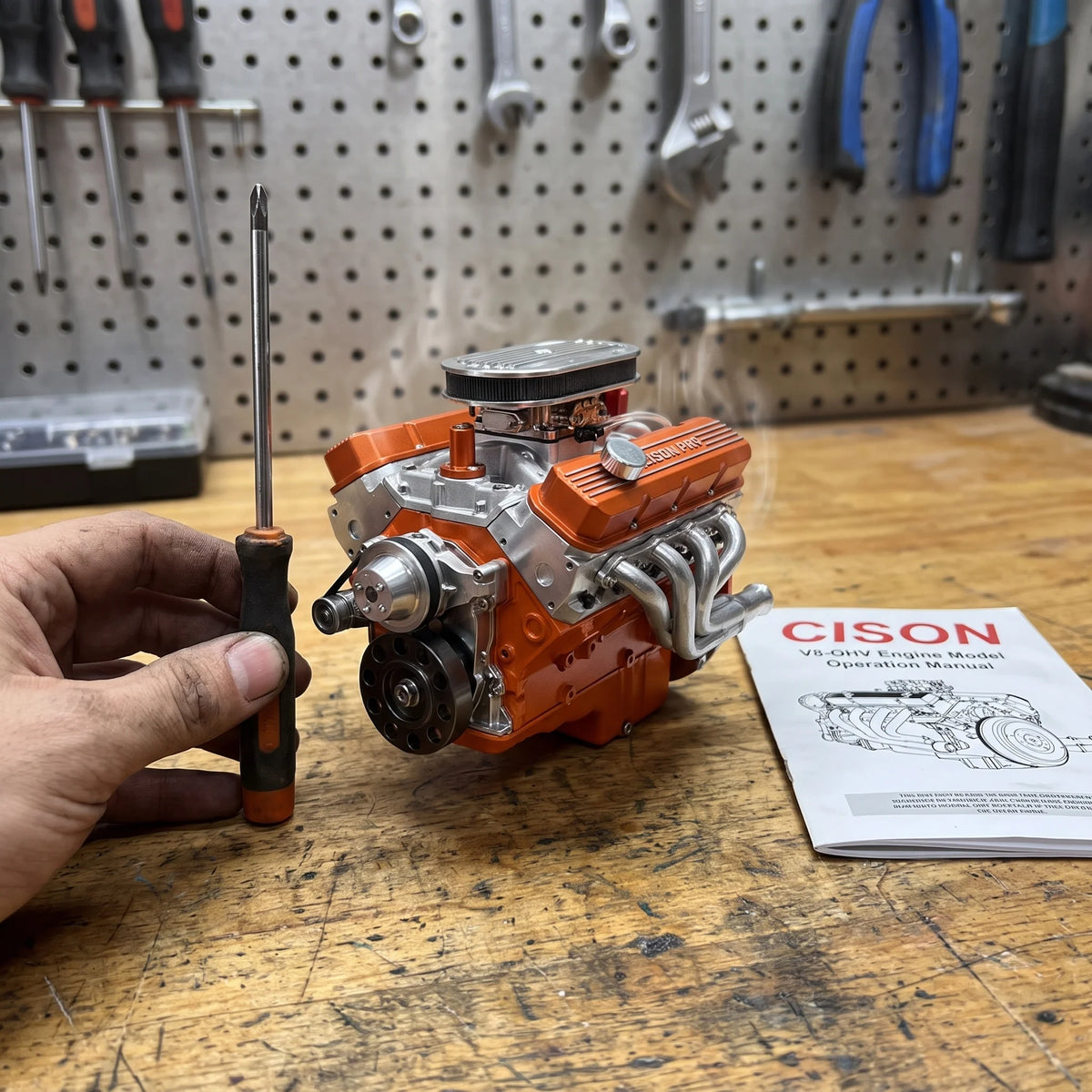 Miniature V8 Engine Kit Gasoline-Powered CNC-Machined Metal With CDI Ignition