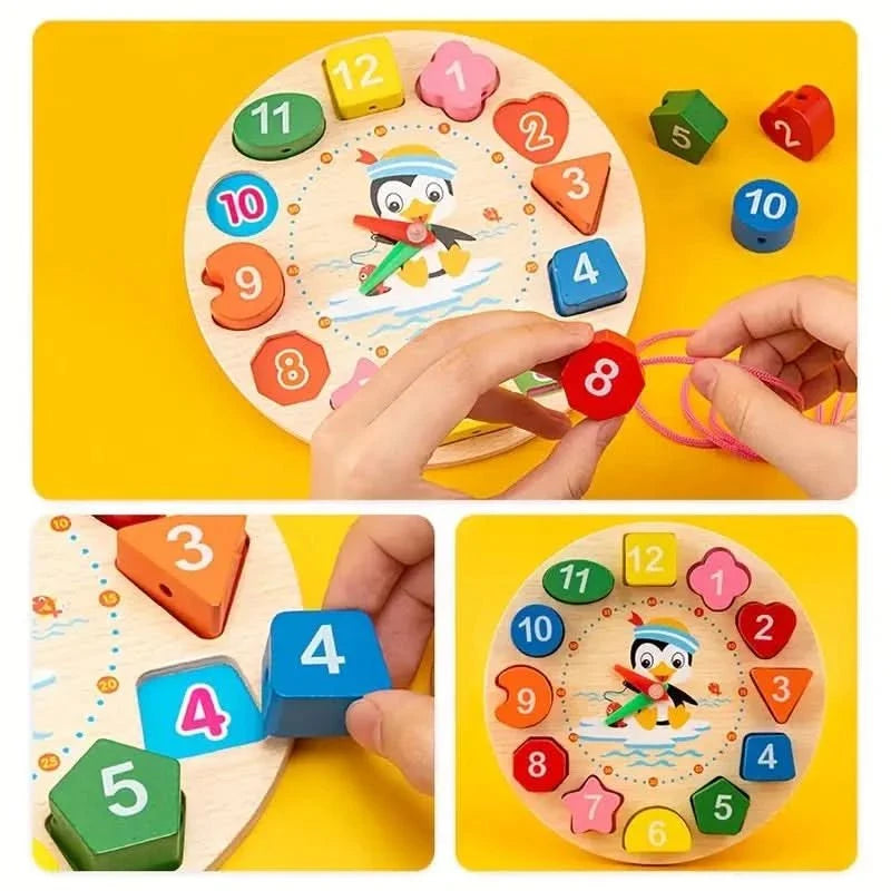 Montessori Baby Toy Set Natural Wood 5 Learning Modules