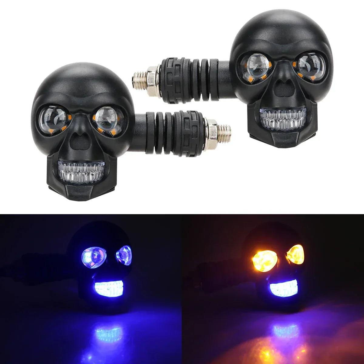 Motorcycle Turn Signal Lights Skull Design Dual-Mode LED
