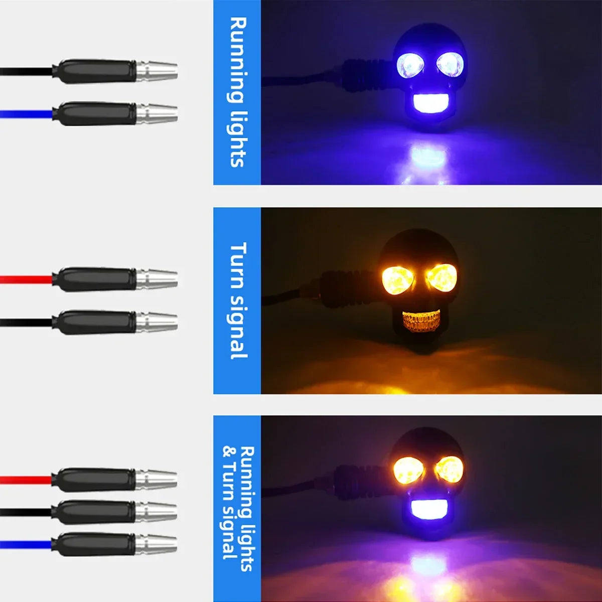 Motorcycle Turn Signal Lights Skull Design Dual-Mode LED
