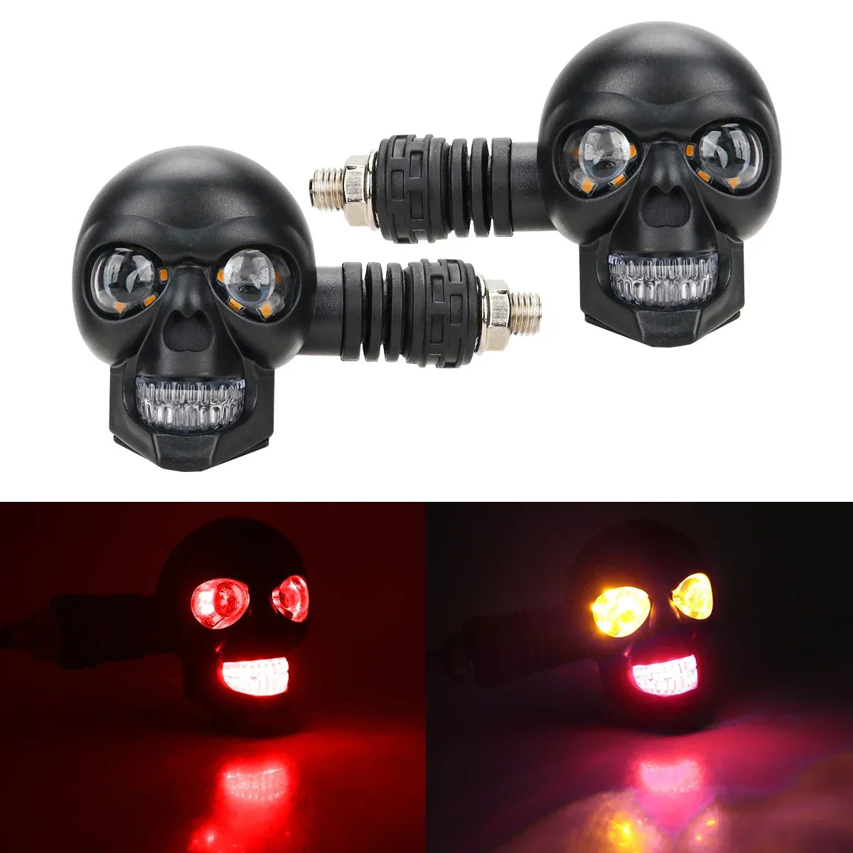 Motorcycle Turn Signal Lights Skull Design Dual-Mode LED