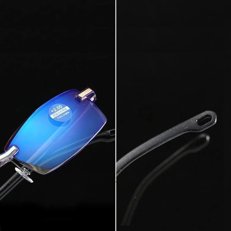 Multifocal Reading Glasses Rimless Lightweight TR90 Anti-Blue Light
