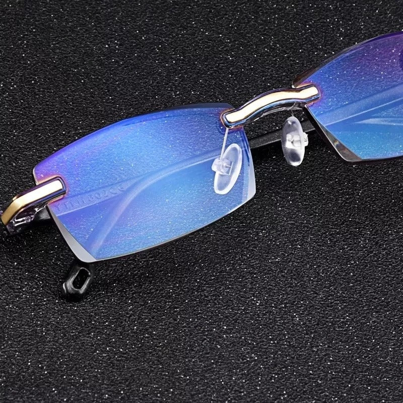 Multifocal Reading Glasses Rimless Lightweight TR90 Anti-Blue Light