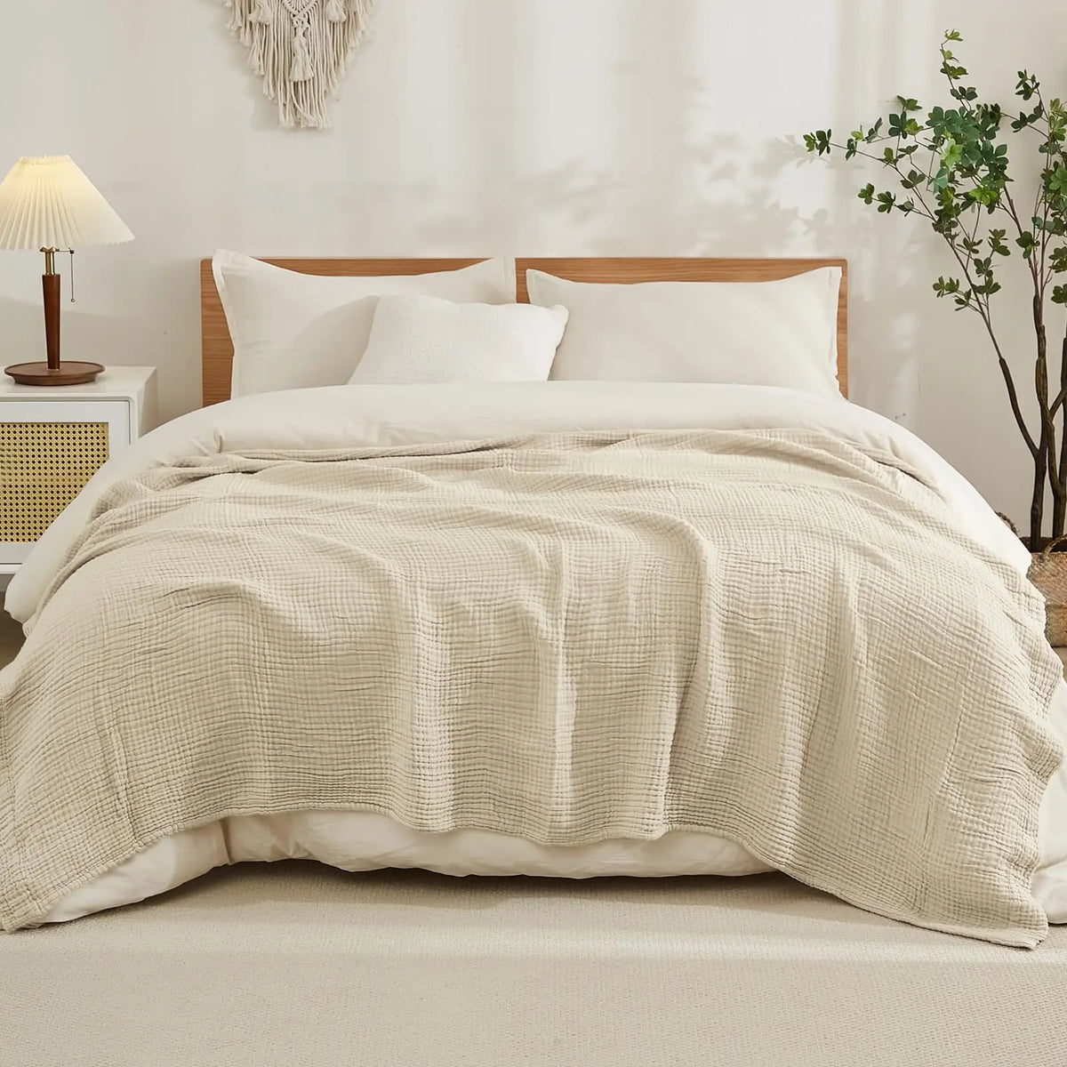 Muslin Throw Blanket Six-Layer Cotton Breathable Moisture-Wicking