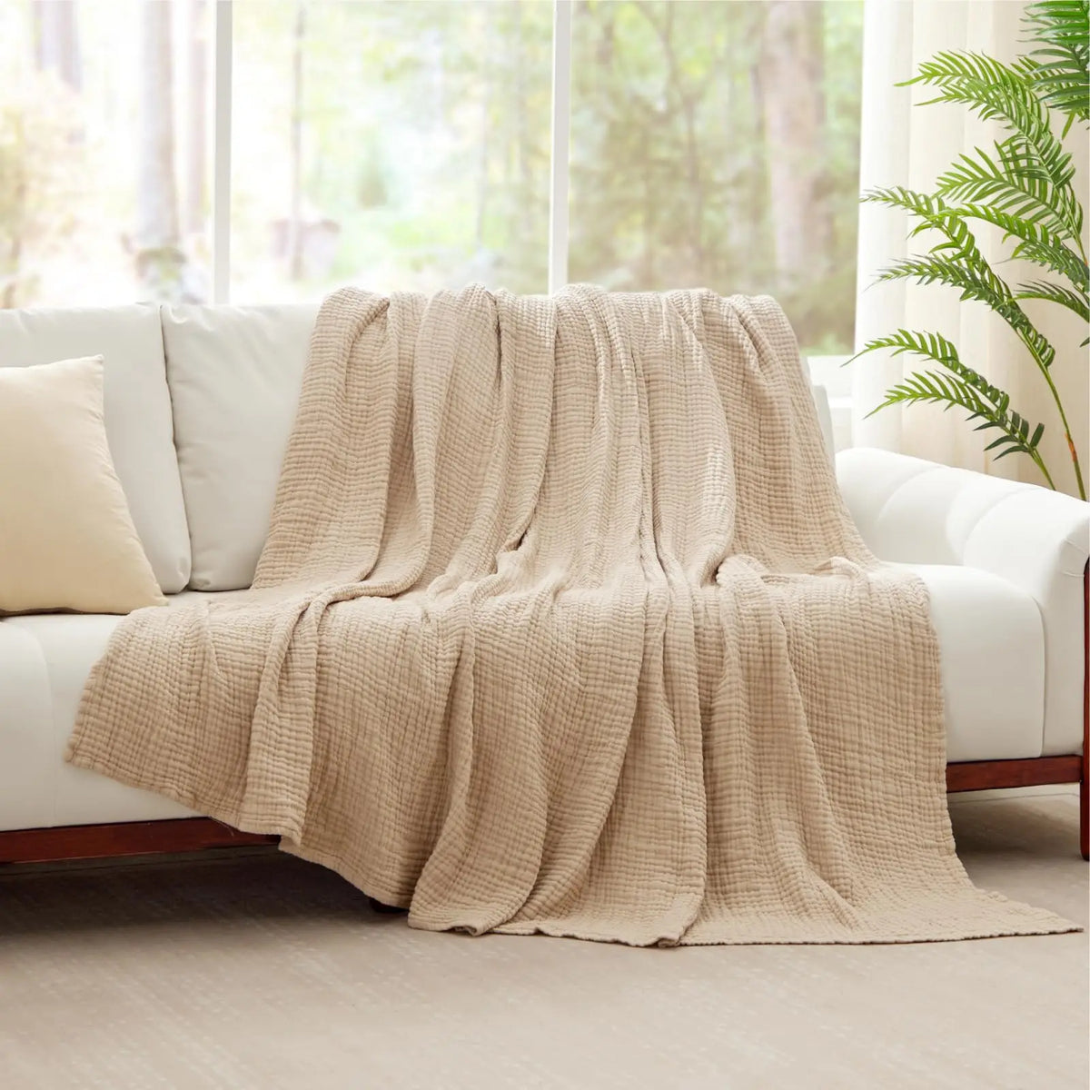 Muslin Throw Blanket Six-Layer Cotton Breathable Moisture-Wicking