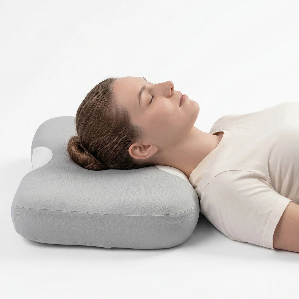 Neck Pillow Contoured Memory Foam Dual-Height Support Cooling Cover