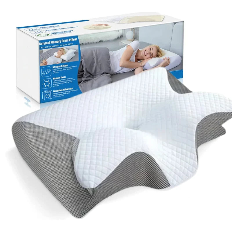Neck Pillow Contoured Memory Foam Removable Breathable Cover
