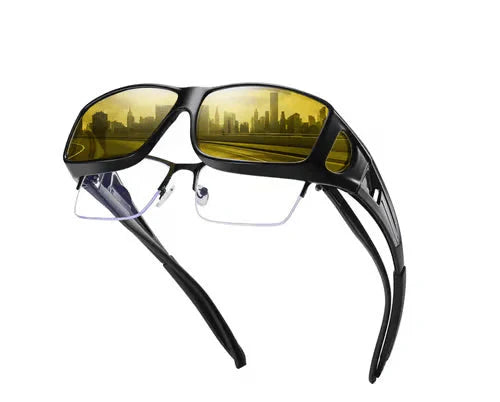 Night Driving Glasses Polarized Wraparound Over-Glasses Fit