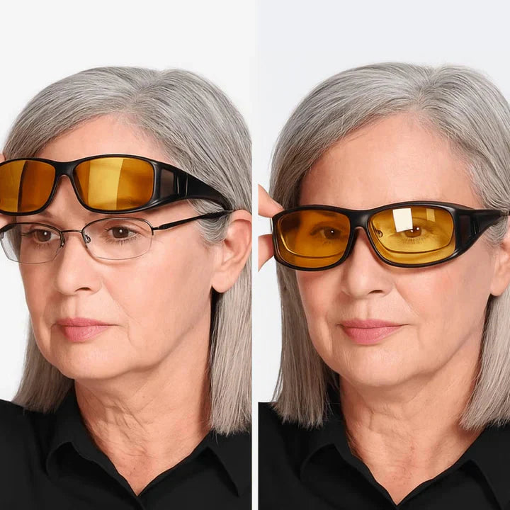 Night Driving Glasses Polarized Wraparound Over-Glasses Fit