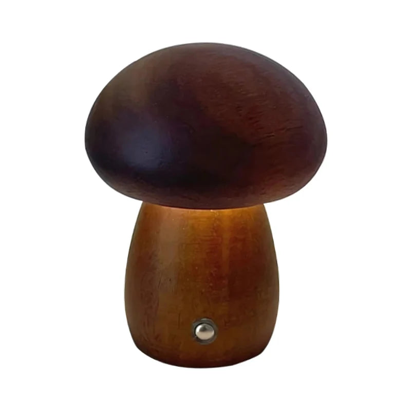 Night Light Mushroom Touch Dimmable Solid Beech USB Rechargeable
