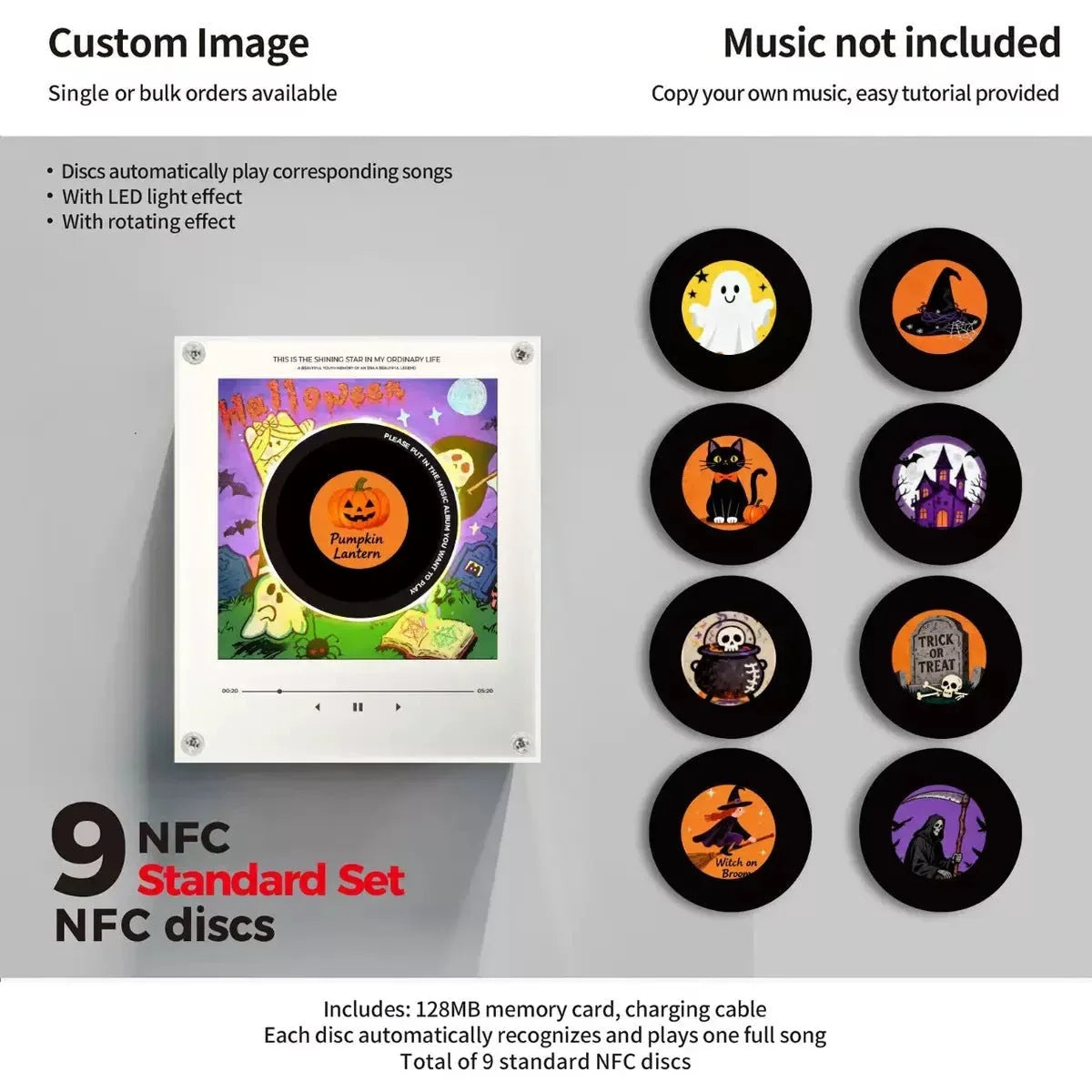 Night Light Rotating Vinyl Disc NFC Activated Magnetic Mount