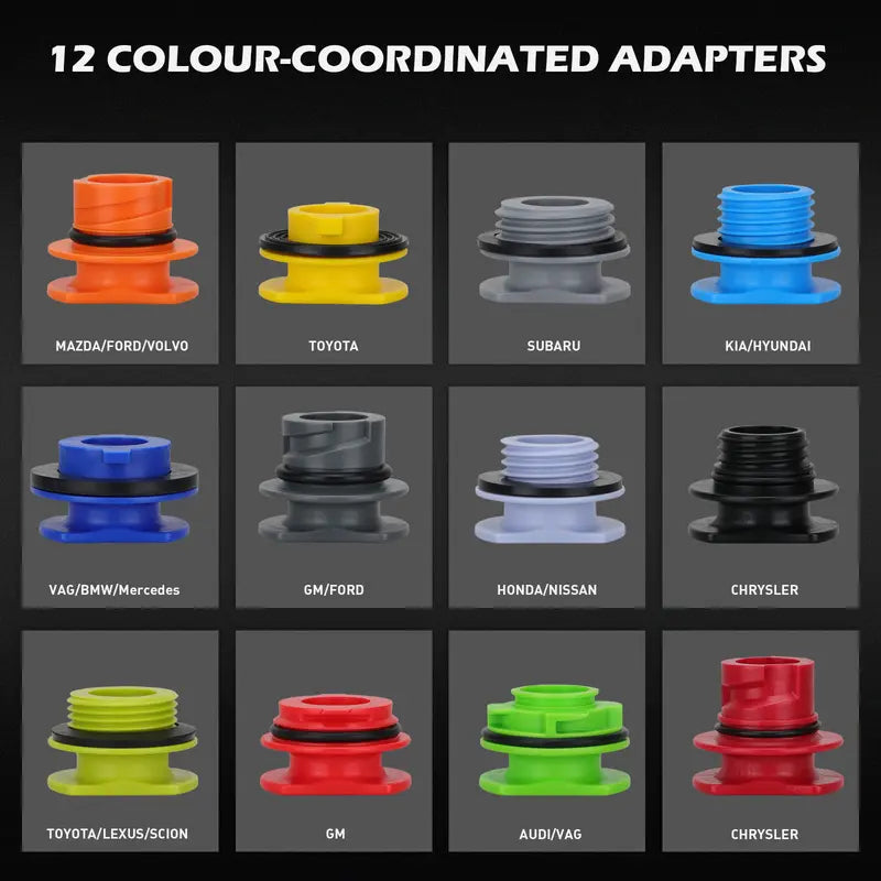 Oil Funnel Adapter Kit Color-Coded Adapters & Magnetic Trays
