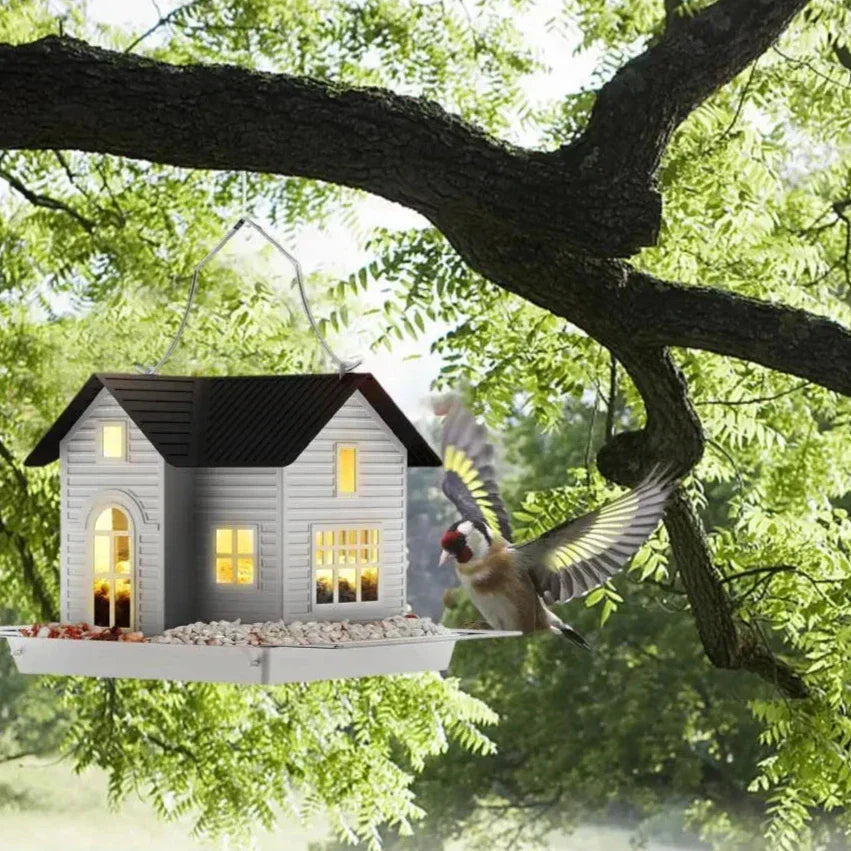 Outdoor Bird Feeder Solar-Powered Warm LED Weatherproof