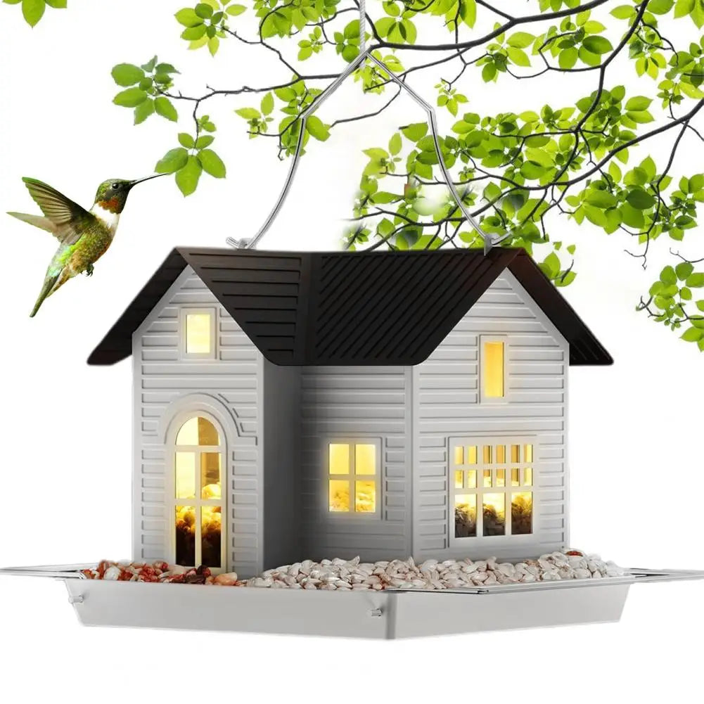 Outdoor Bird Feeder Solar-Powered Warm LED Weatherproof