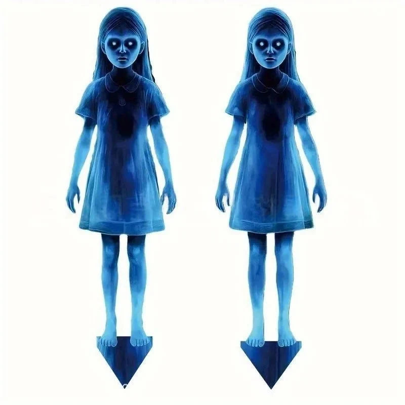 Outdoor Halloween Decoration Lighted Twin Ghost Silhouette