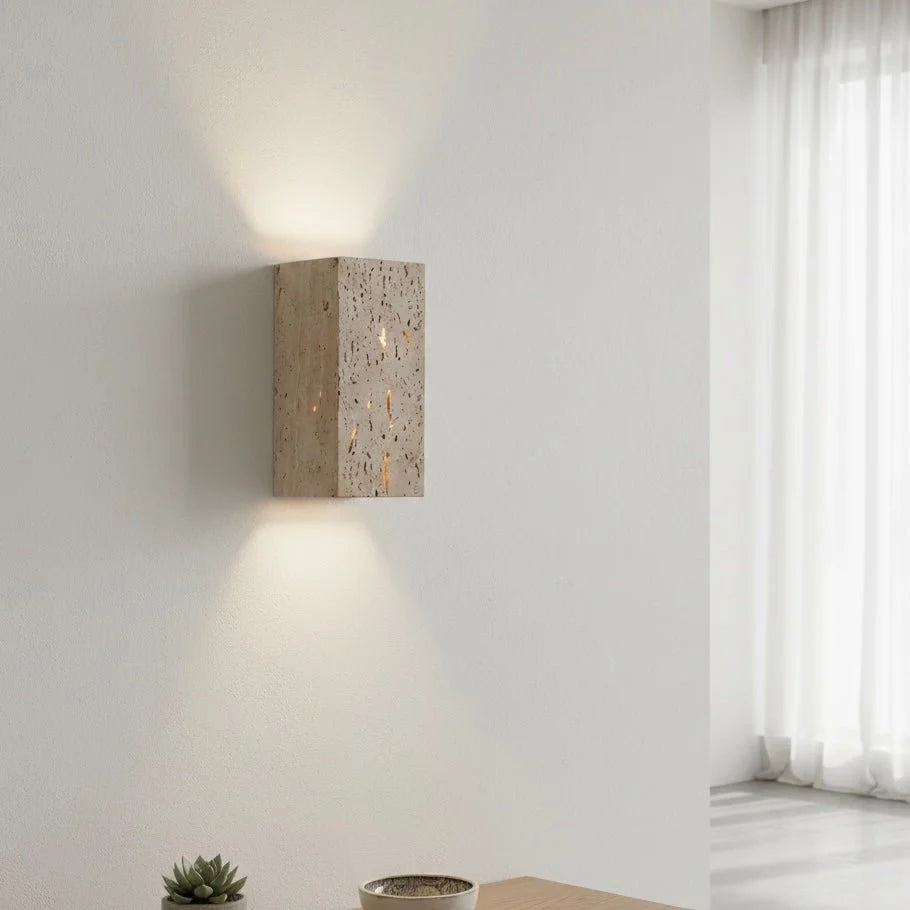 Outdoor Wall Light Yellow Travertine Weather-Resistant