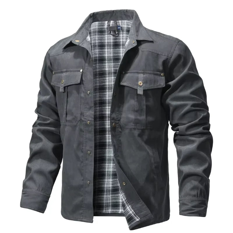 Overshirt Flannel-Lined Snap Button Western Yoke