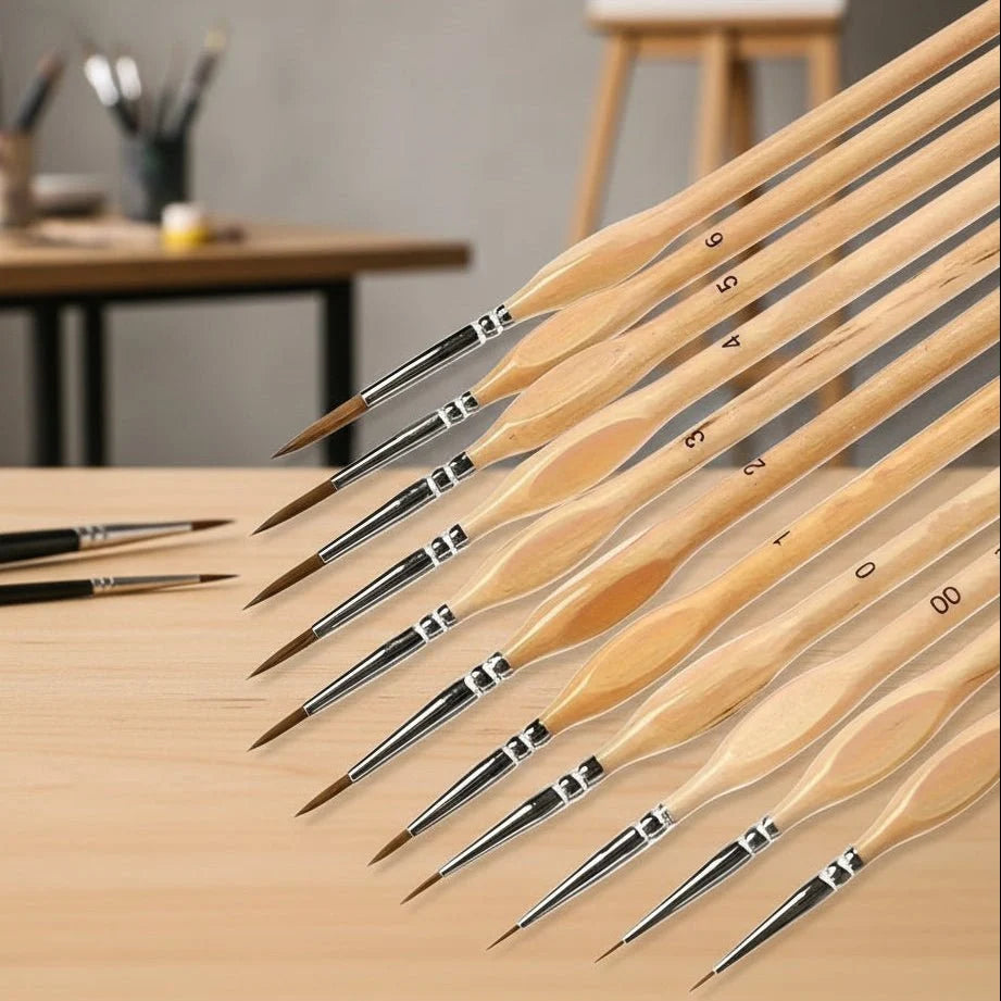 Paint Brush Precision Detail Synthetic Bristles Ergonomic Wooden Handle