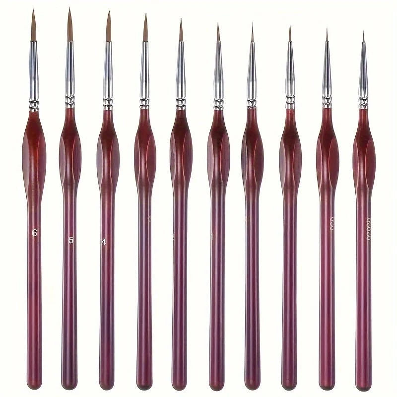 Paint Brush Precision Detail Synthetic Bristles Ergonomic Wooden Handle