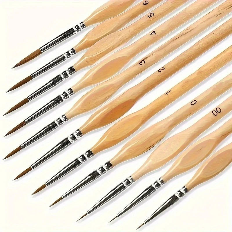 Paint Brush Precision Detail Synthetic Bristles Ergonomic Wooden Handle