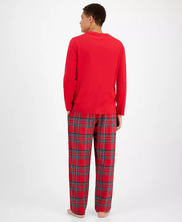 Pajama Set Cotton Flannel Drawstring Waist & Pockets