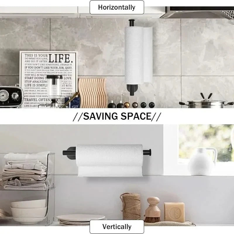 Paper Towel Holder Wall-Mounted Stainless Steel Adhesive or Screw Mounting