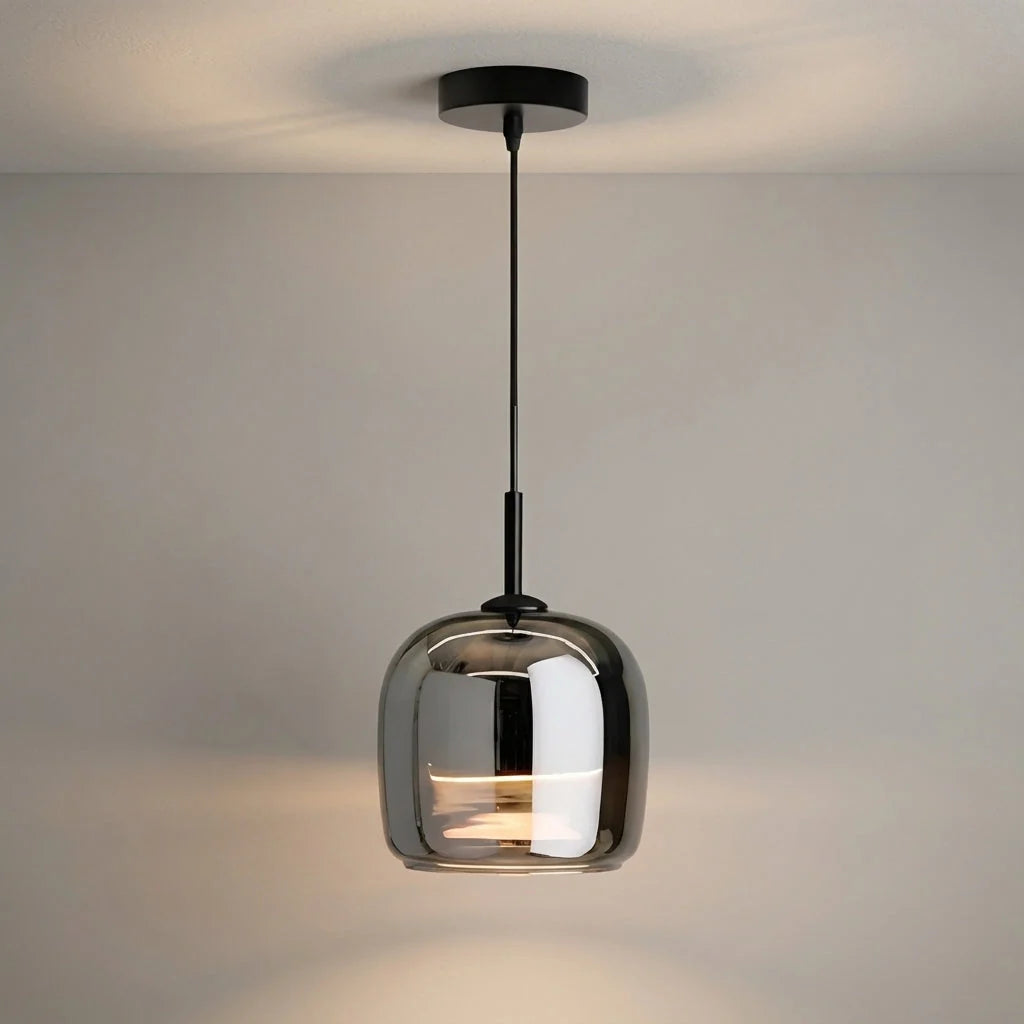 Pendant Lamp Tinted Glossy Glass Glare-Free E27 Socket