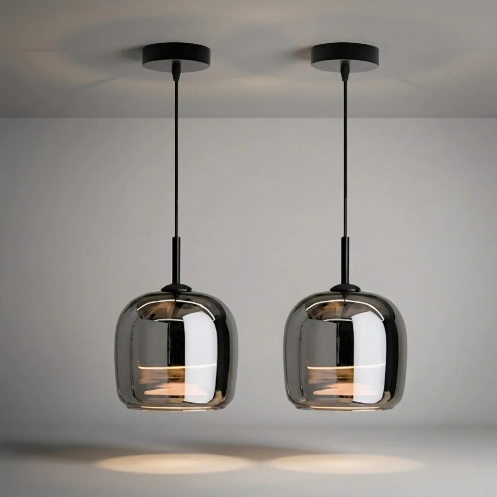 Pendant Lamp Tinted Glossy Glass Glare-Free E27 Socket