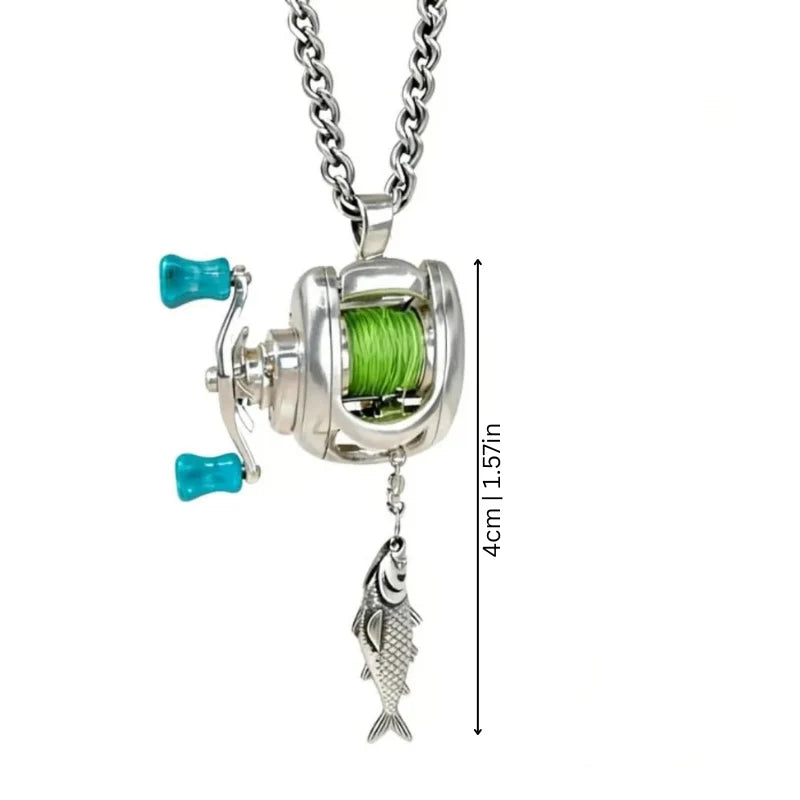 Pendant Necklace Interactive Rotating Fishing Reel
