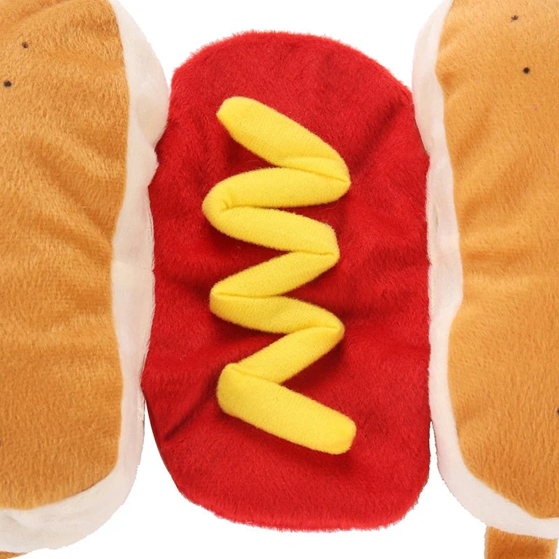 Pet Costume Hot Dog Soft Plush Adjustable Fit