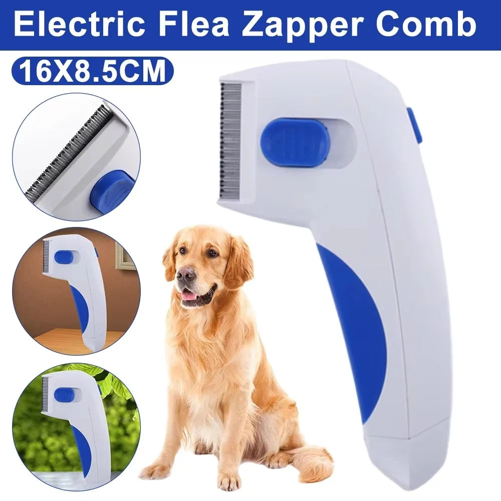 Pet Flea & Tick Comb Low-Voltage Battery-Powered Fine-Tooth